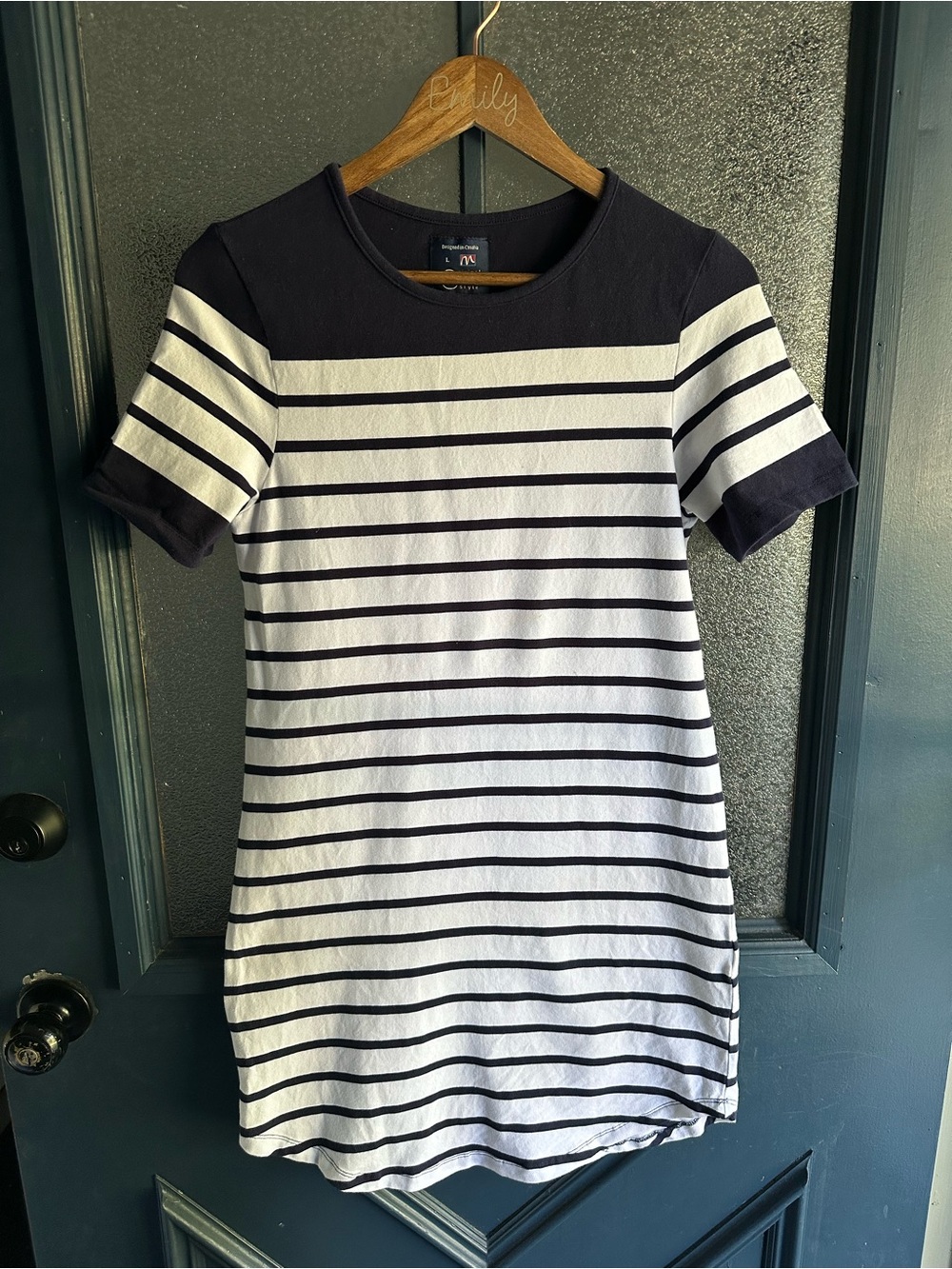 Striped Short-Sleeve Nautical T-Shirt Dress